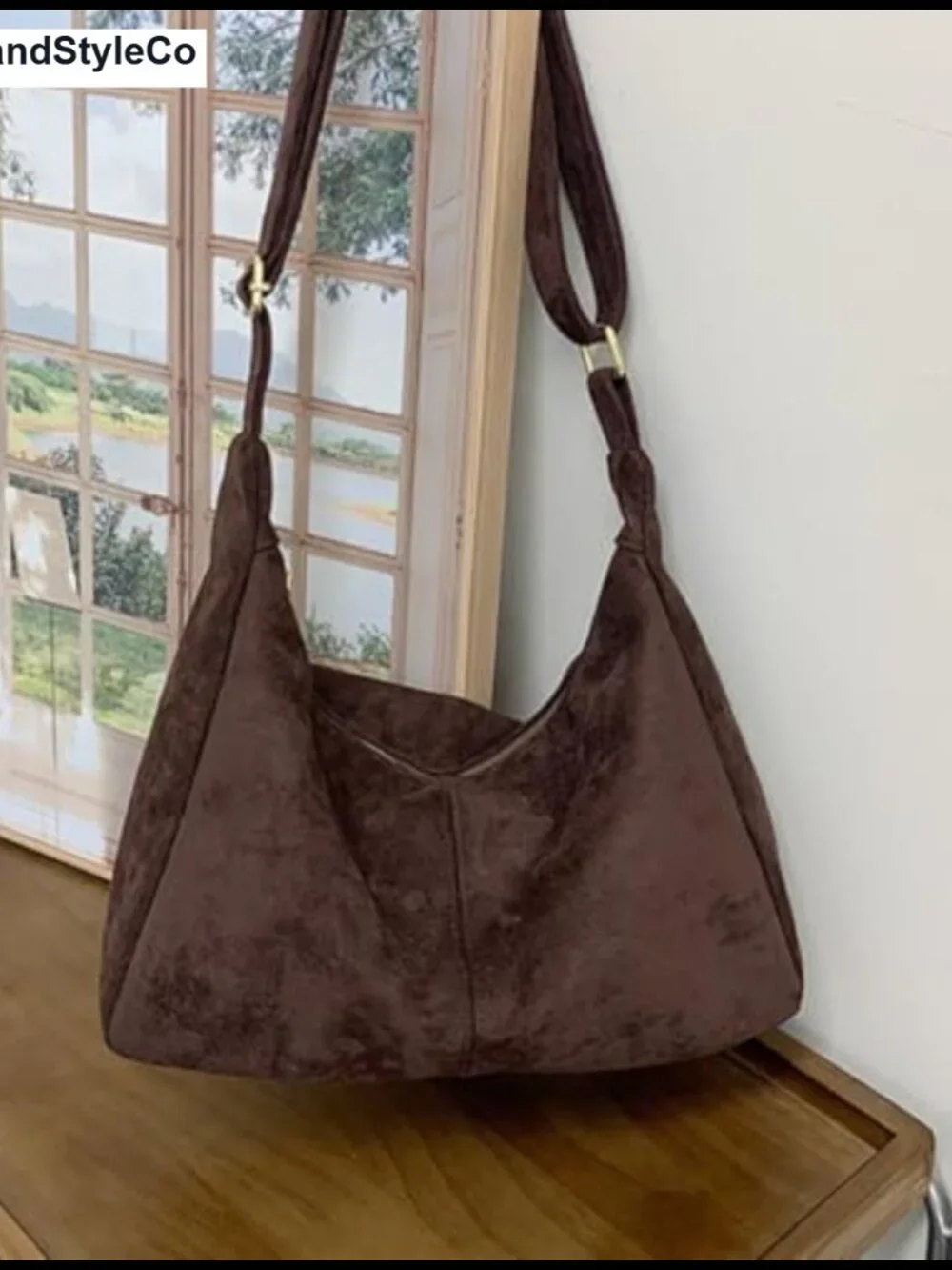Slouchy Suede Hobo Shoulder Bag Crescent Crossbody Purse